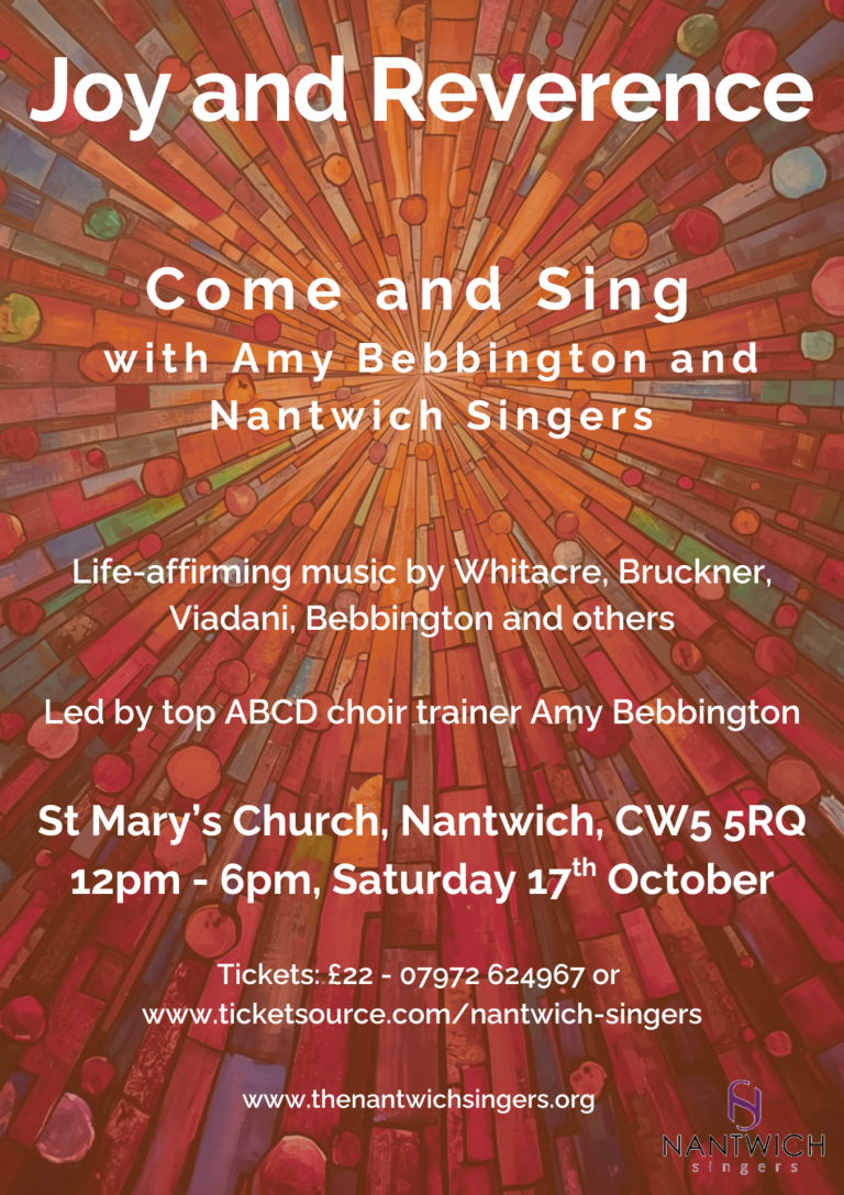 “Joy and Reverence” – Come and Sing with Amy Bebbington and the Nantwich Singers